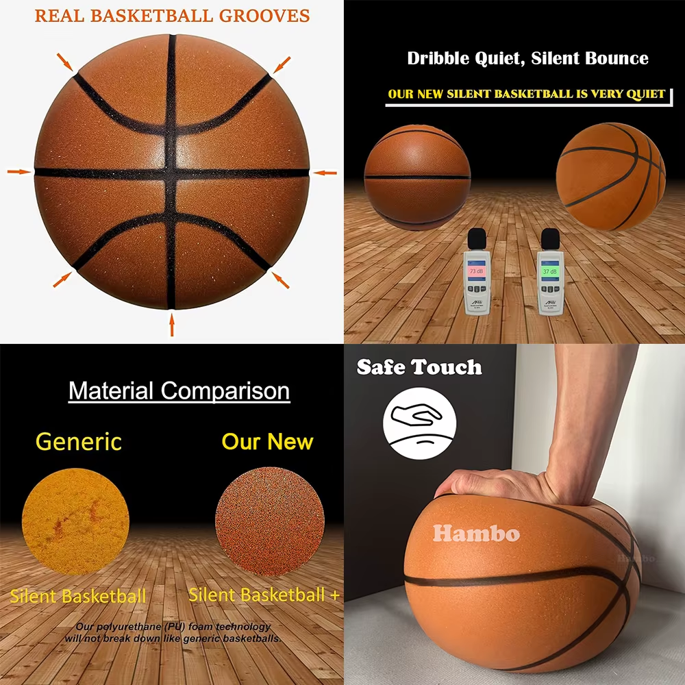 Silent Indoor Dribbling Basketball - Size 7 (29.5") Airless Foam Training Ball for Quiet Practice and Perfect Gift